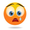 Crying emoji. Yellow funny face. Round character with bif eyes. Royalty Free Stock Photo